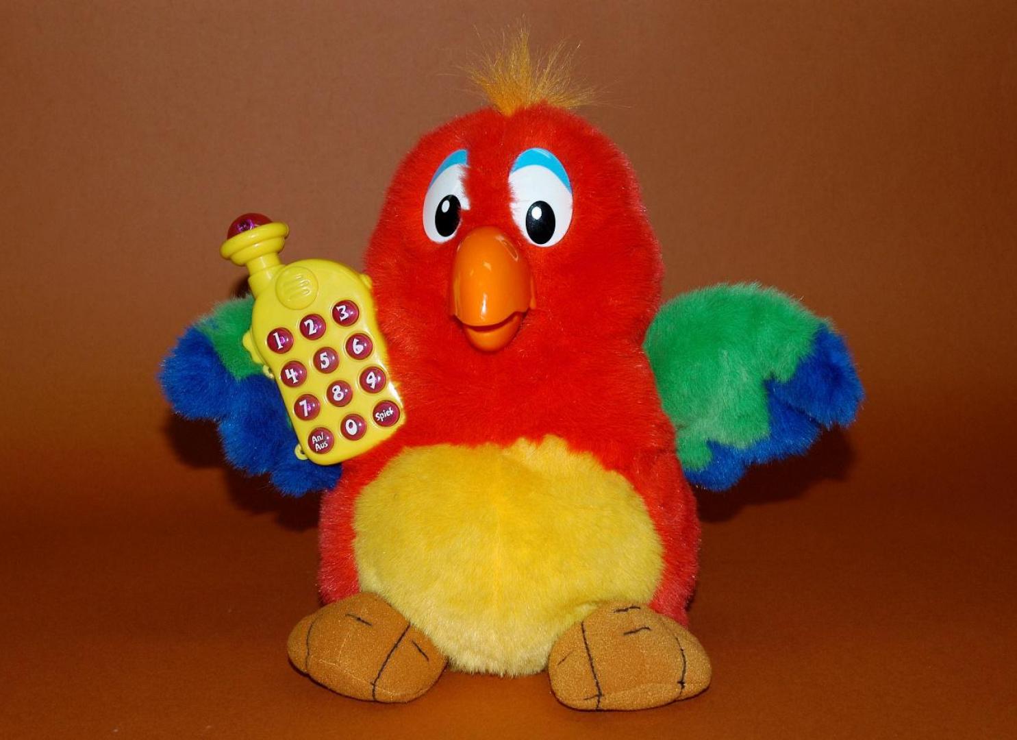 0864_Plüschpapagei mit Telefon_Sprechpuppe