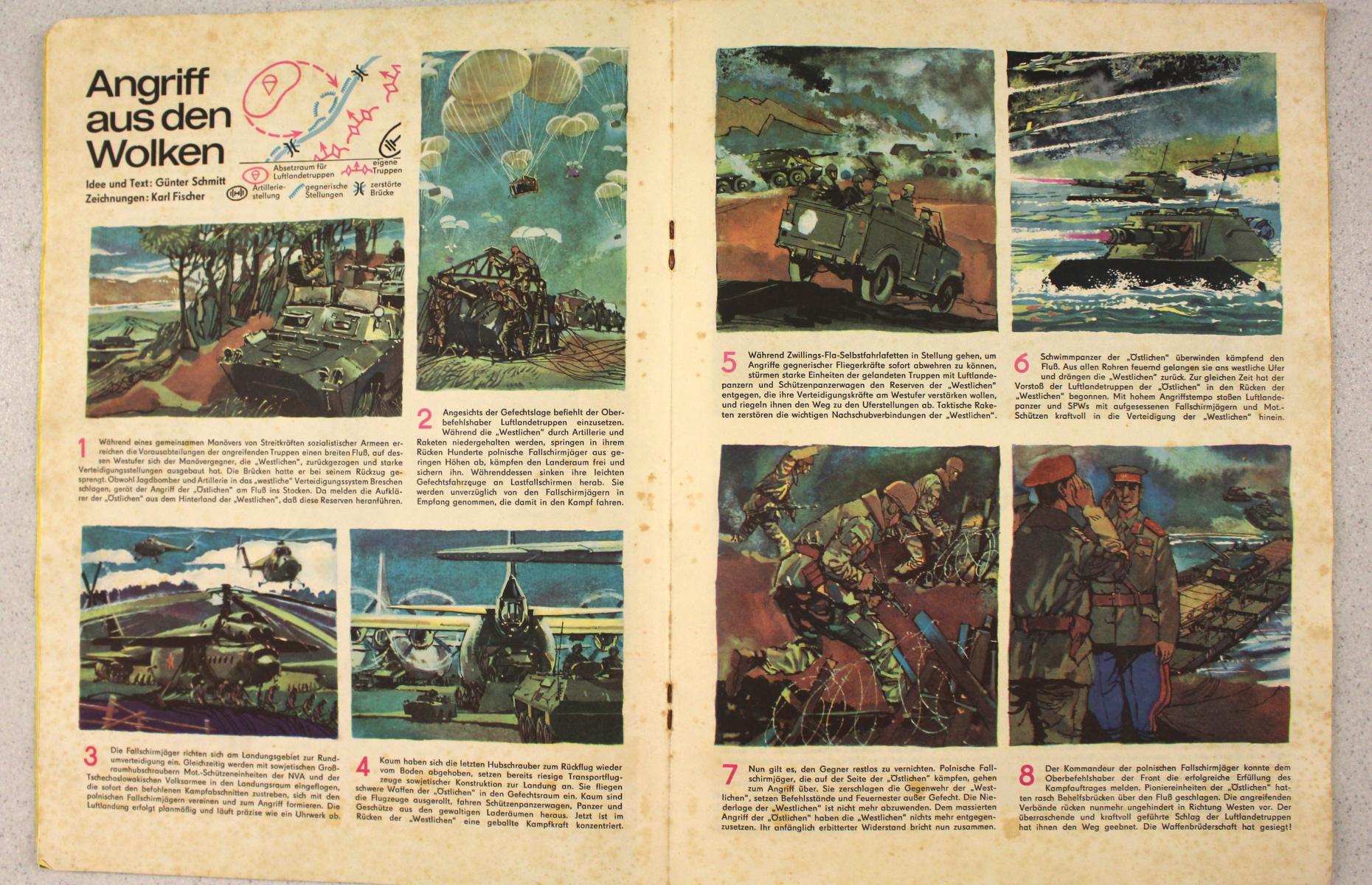 Hier sieht man den Inhalt der Soldatenpost in Form eines Comics