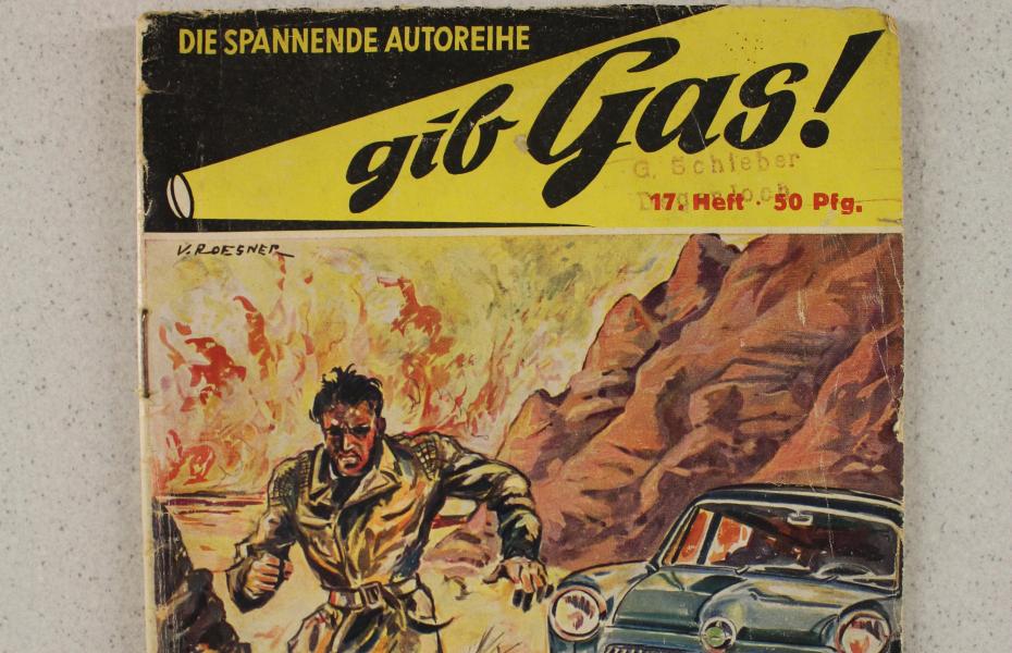 Hier sieht man das Cover des Hefts "Auto im Steppenbrand" der Reihe: Gib Gas - Die spannende Autoreihe 
