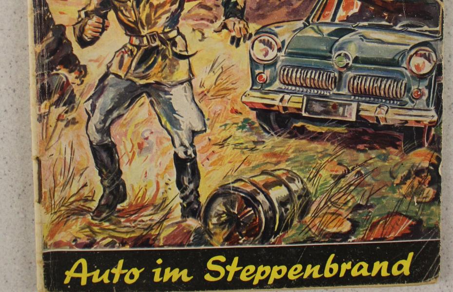 Hier sieht man das Cover des Hefts "Auto im Steppenbrand" der Reihe: Gib Gas - Die spannende Autoreihe 