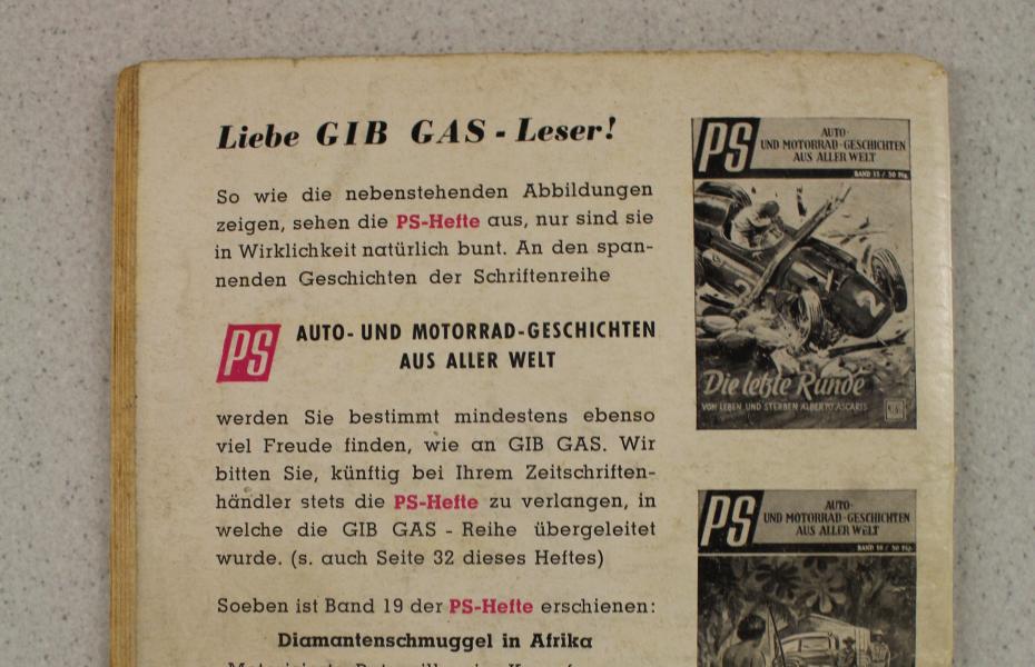 Das ist die Rückseite des Hefts "Auto im Steppenbrand" der Reihe: Gib Gas - Die spannende Autoreihe  